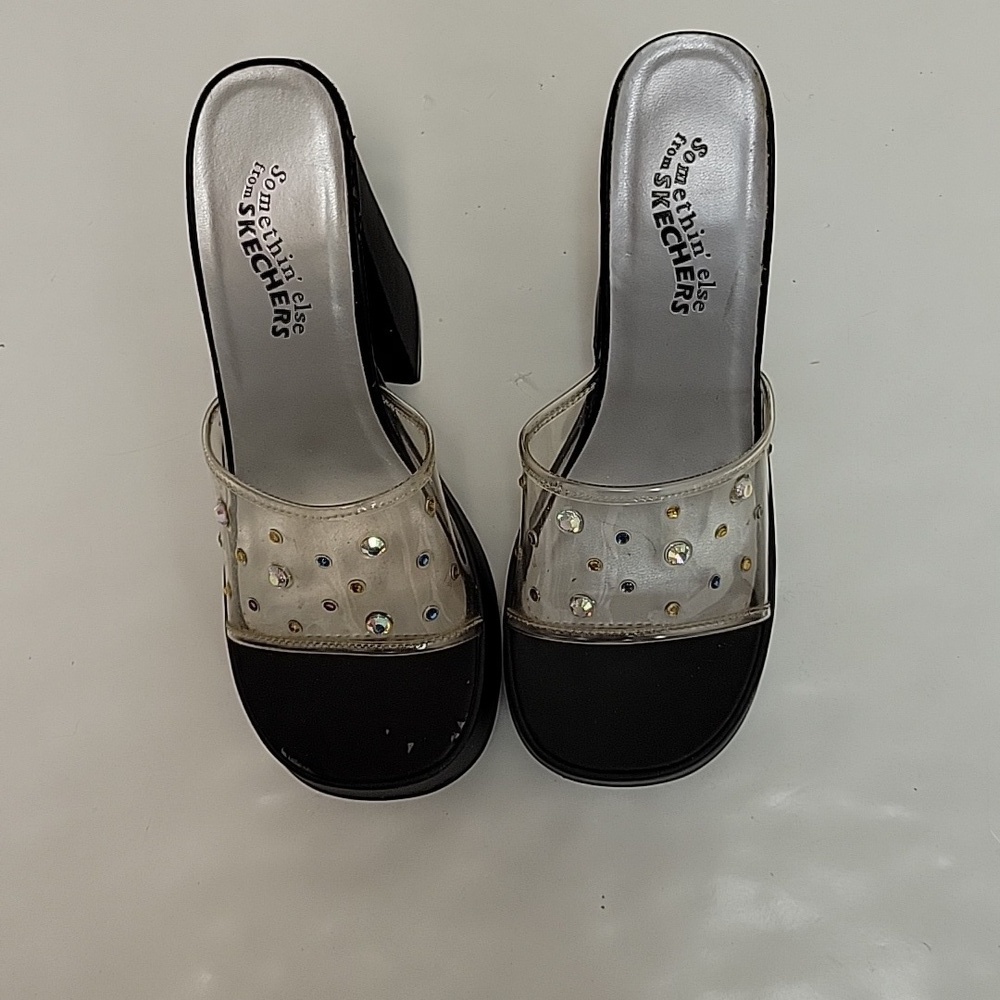 Y2K Sketchers something else clear plastic rhinestone studded platforms sz 7 - Picture 2 of 8